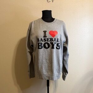 Gray 'I Love Baseball Boys' Sweater